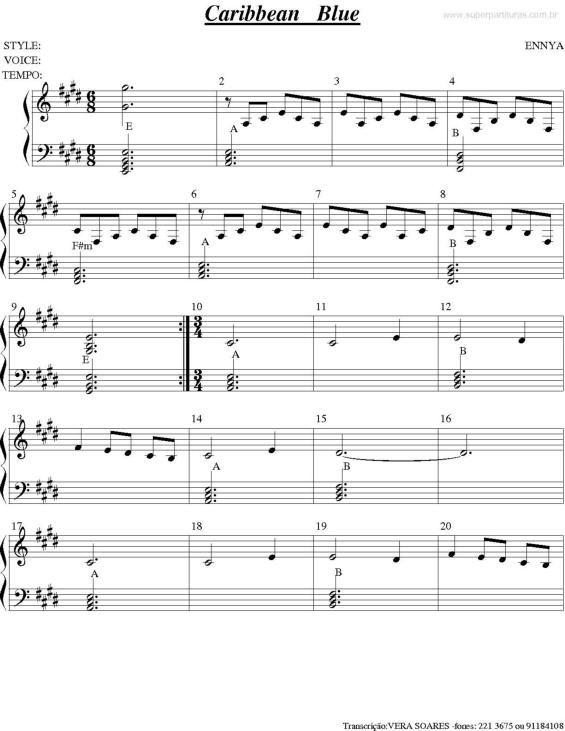 Partitura da música Caribbean Blue v.2