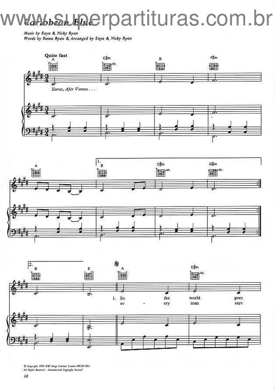 Partitura da música Caribbean Blue v.3