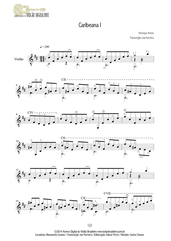 Partitura da música Caribeana I