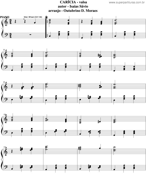 Partitura da música Carícia v.9