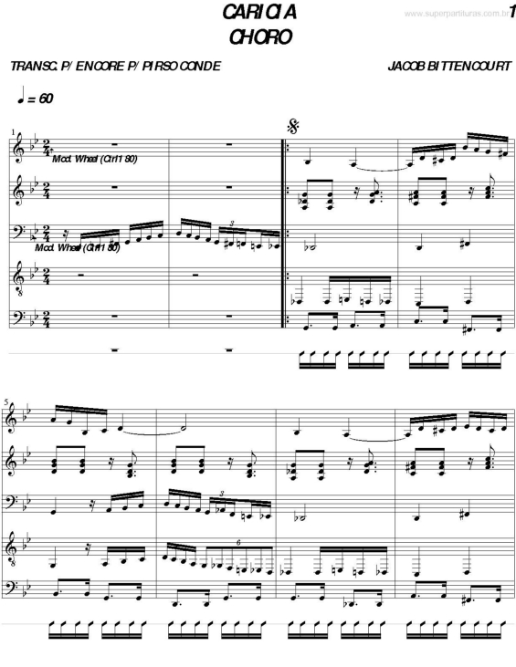 Partitura da música Caricia