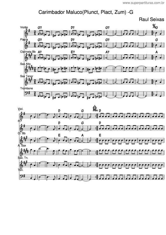 Partitura da música Carimbador Maluco