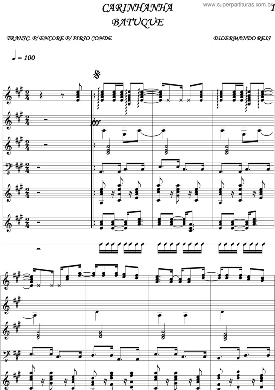 Partitura da música Carinhanha v.2
