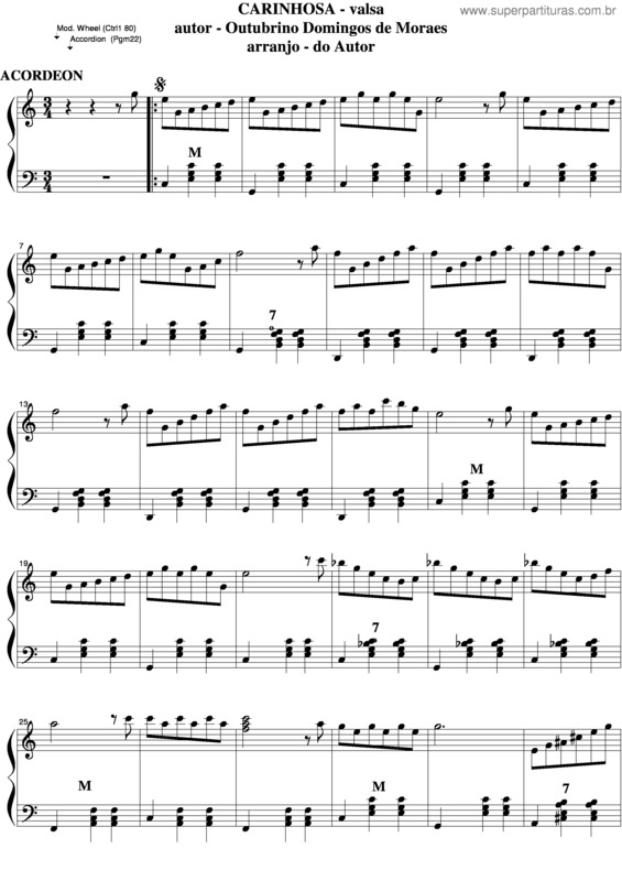 Partitura da música Carinhosa 