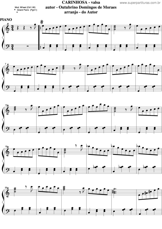 Partitura da música Carinhosa v.2