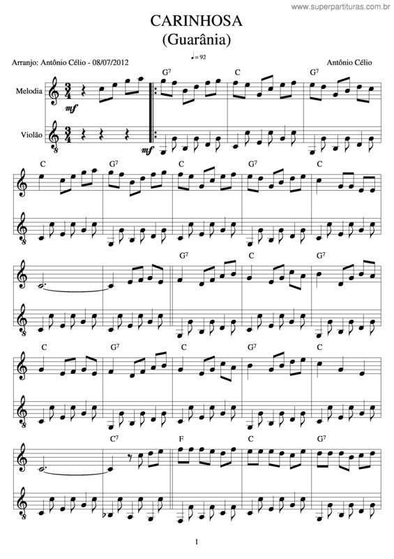 Partitura da música Carinhosa v.4