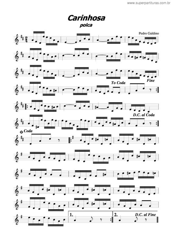 Partitura da música Carinhosa