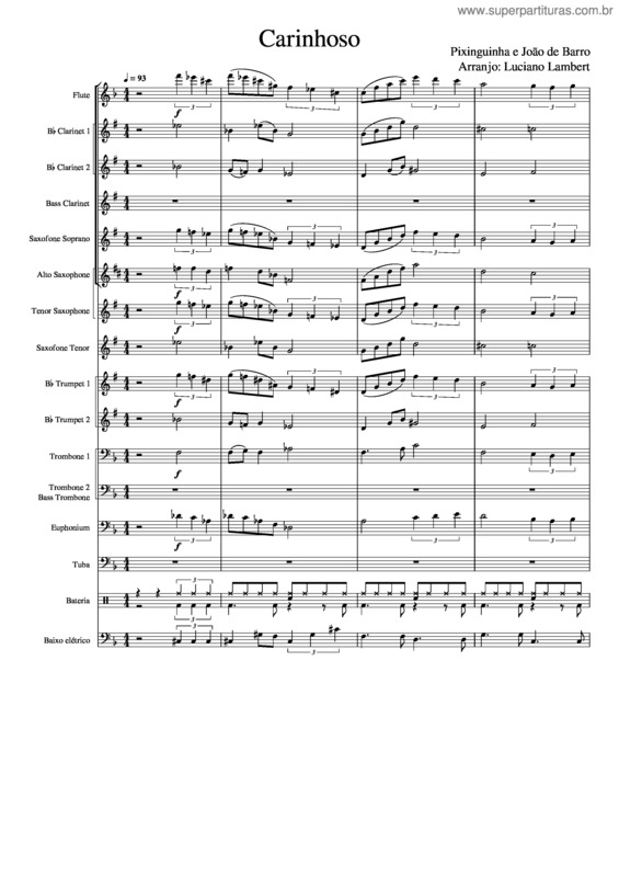 Partitura da música Carinhoso – 2022