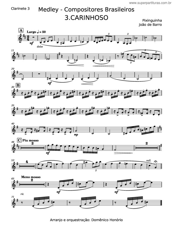 Partitura da música Carinhoso – Pixinghinha v.12