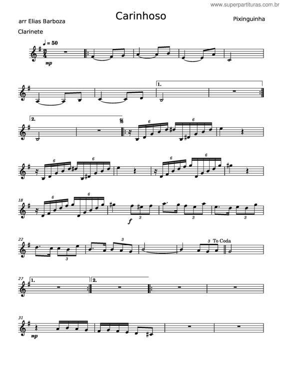 Partitura da música Carinhoso – Pixinghinha v.13