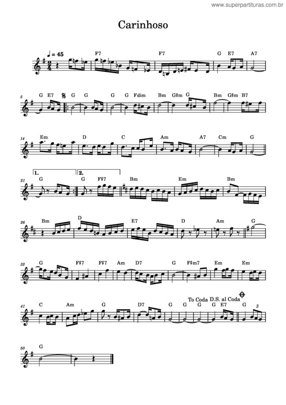 Partitura da música Carinhoso – Pixinghinha v.2