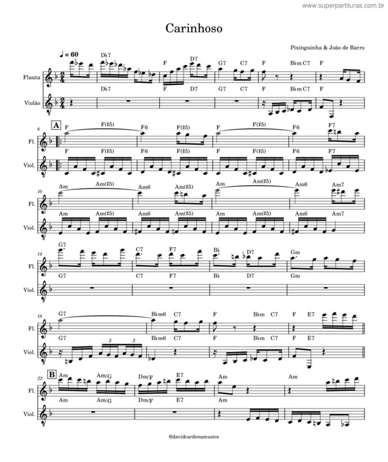 Partitura da música Carinhoso – Pixinghinha v.5