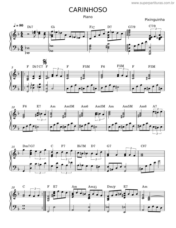 Partitura da música Carinhoso – Pixinghinha v.9