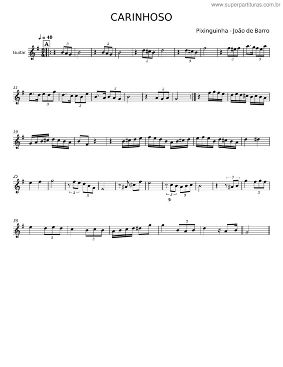 Partitura da música Carinhoso – Pixinguinha v.26