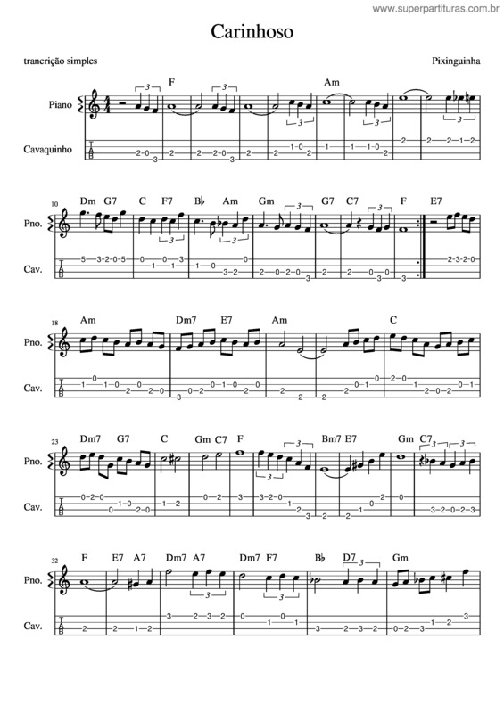 Partitura da música Carinhoso – Pixinguinha v.5