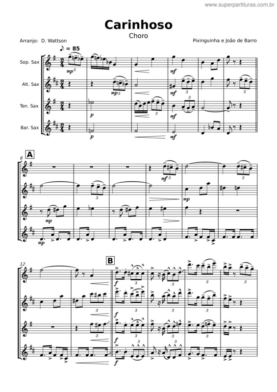Partitura da música Carinhoso – Pixinguinha v.7