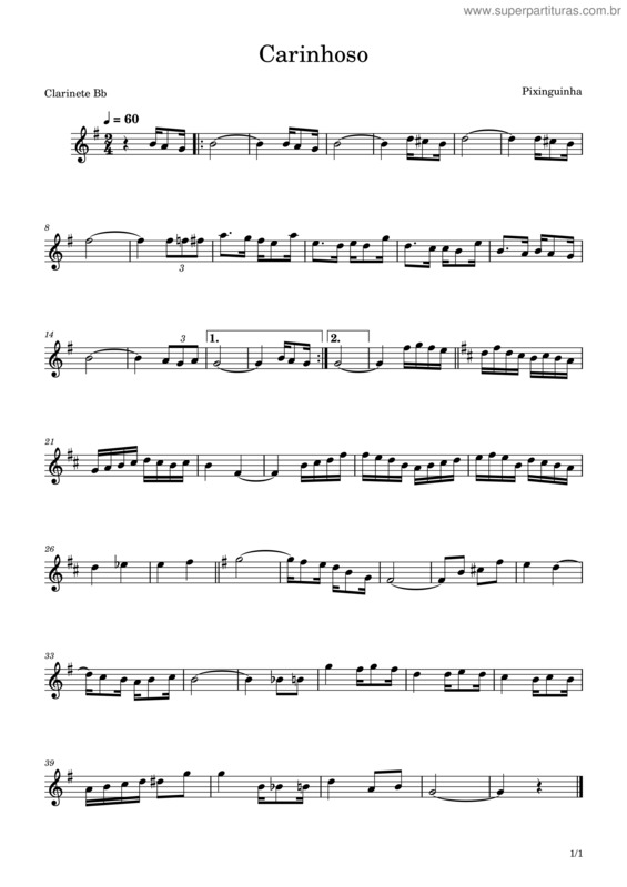 Partitura da música Carinhoso – Pixinguinha v.9