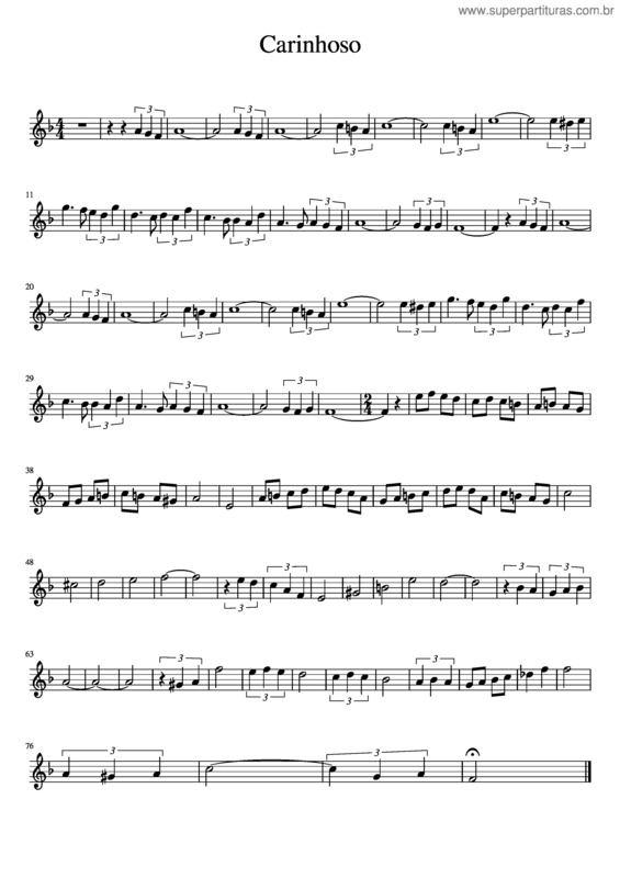 Partitura da música Carinhoso – Pixinguinha