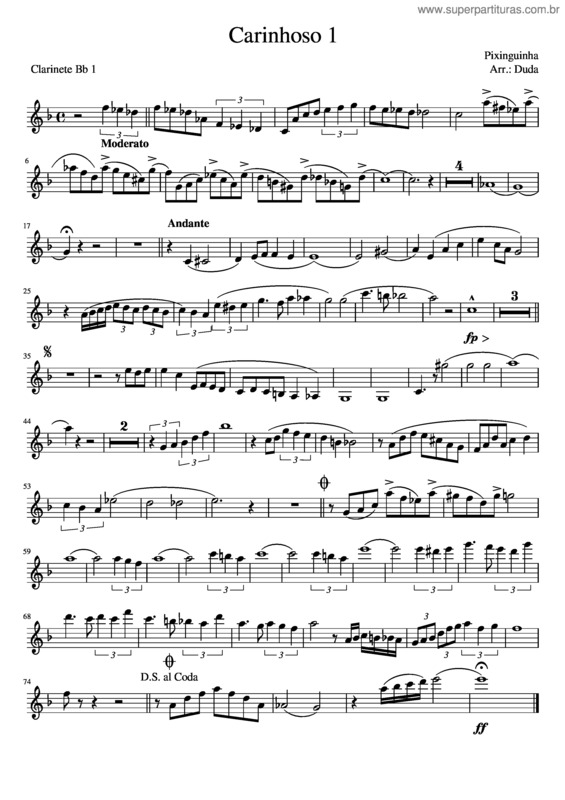 Partitura da música Carinhoso 1