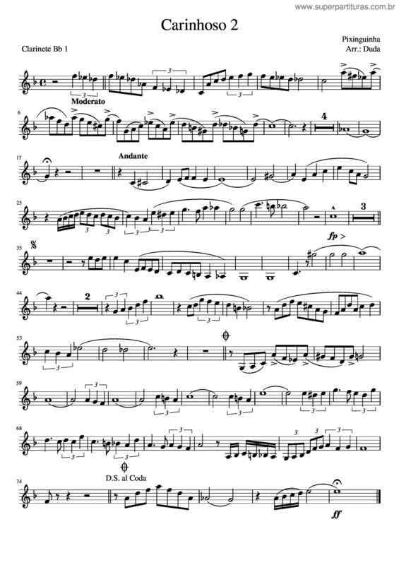 Partitura da música Carinhoso 2