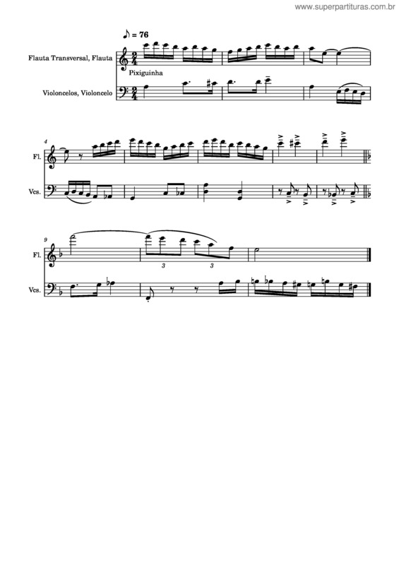 Partitura da música Carinhoso Midi