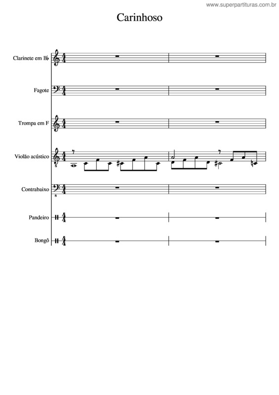 Partitura da música Carinhoso Teste
