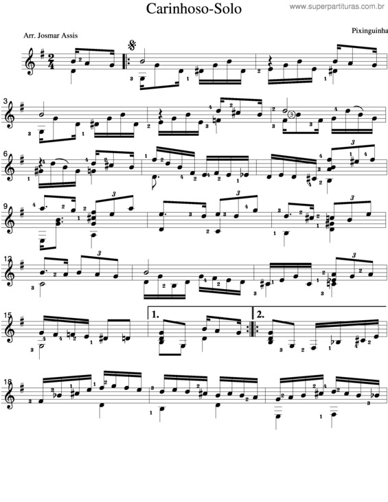 Partitura da música Carinhoso v.20