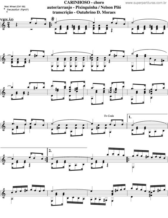 Partitura da música Carinhoso v.22