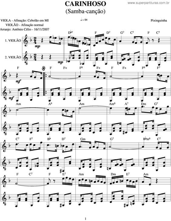 Partitura da música Carinhoso v.23