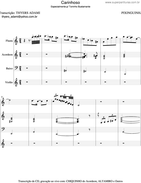 Partitura da música Carinhoso v.24