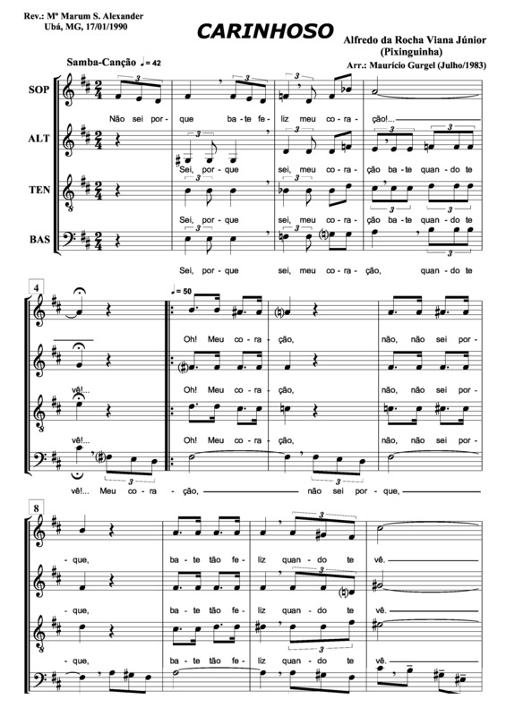 Partitura da música Carinhoso v.26