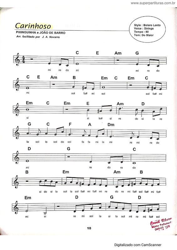 Partitura da música Carinhoso v.28