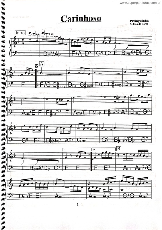 Partitura da música Carinhoso v.33
