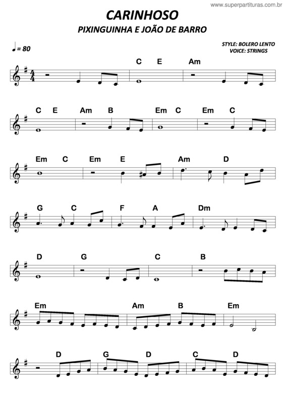 Partitura da música Carinhoso v.35