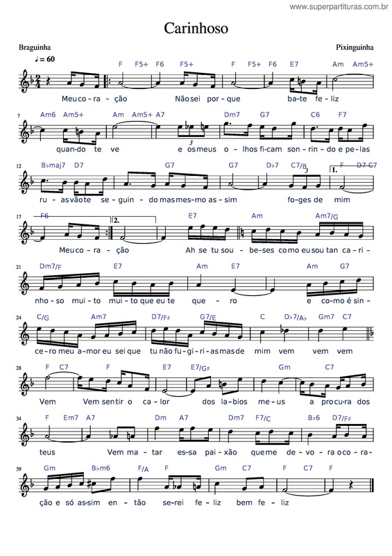 Partitura da música Carinhoso v.36