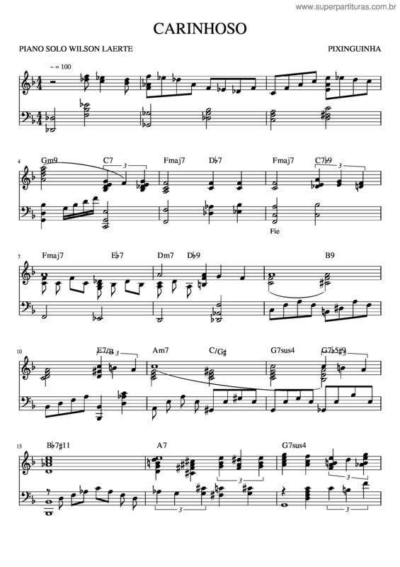 Partitura da música Carinhoso v.37