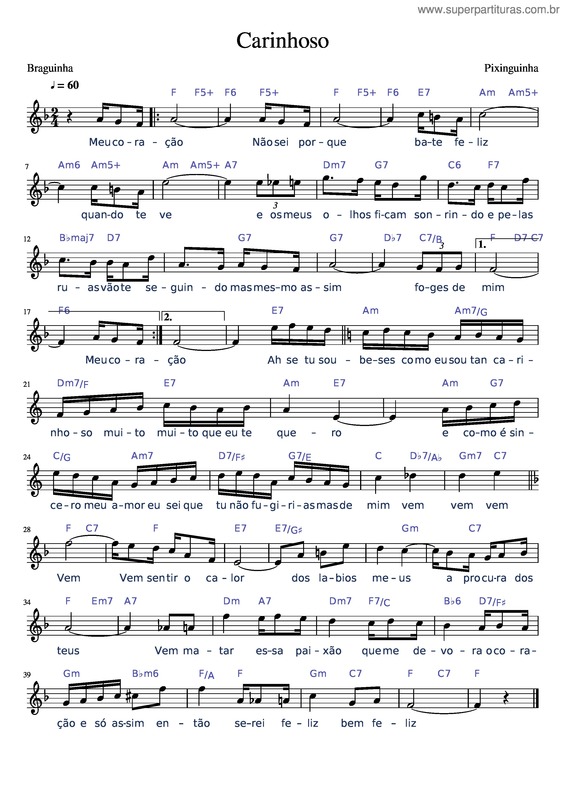 Partitura da música Carinhoso v.39