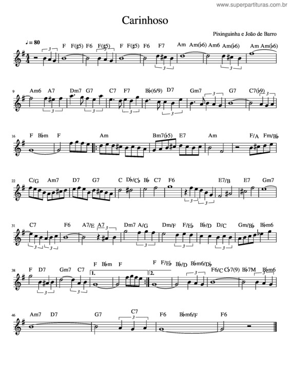 Partitura da música Carinhoso v.41