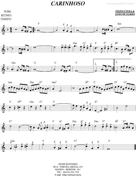 Partitura da música Carinhoso v.5