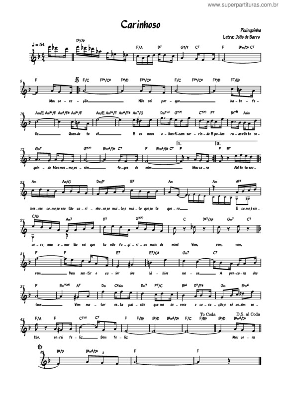 Partitura da música Carinhoso v.54