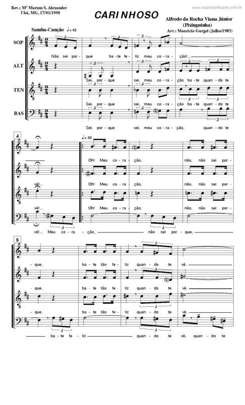 Partitura da música Carinhoso v.7