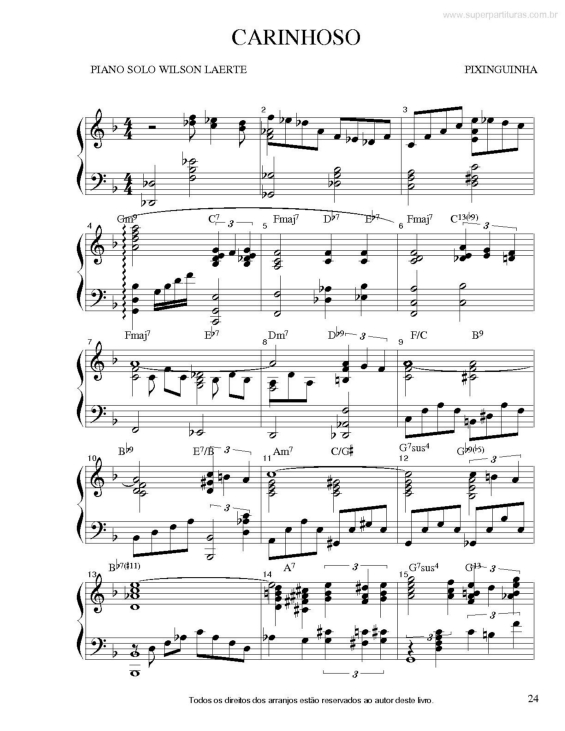 Partitura da música Carinhoso