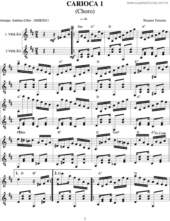 Partitura da música Carioca v.7