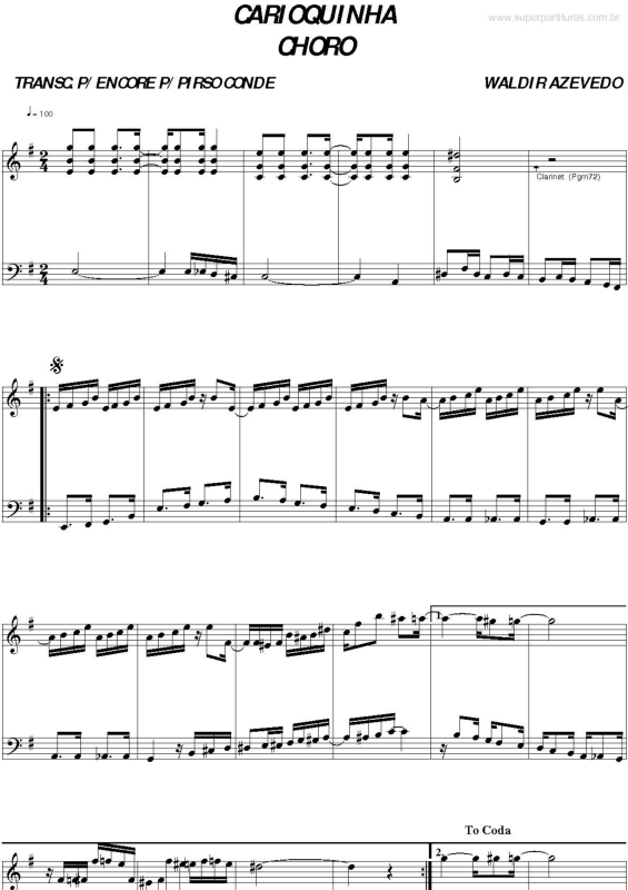 Partitura da música Carioquinha