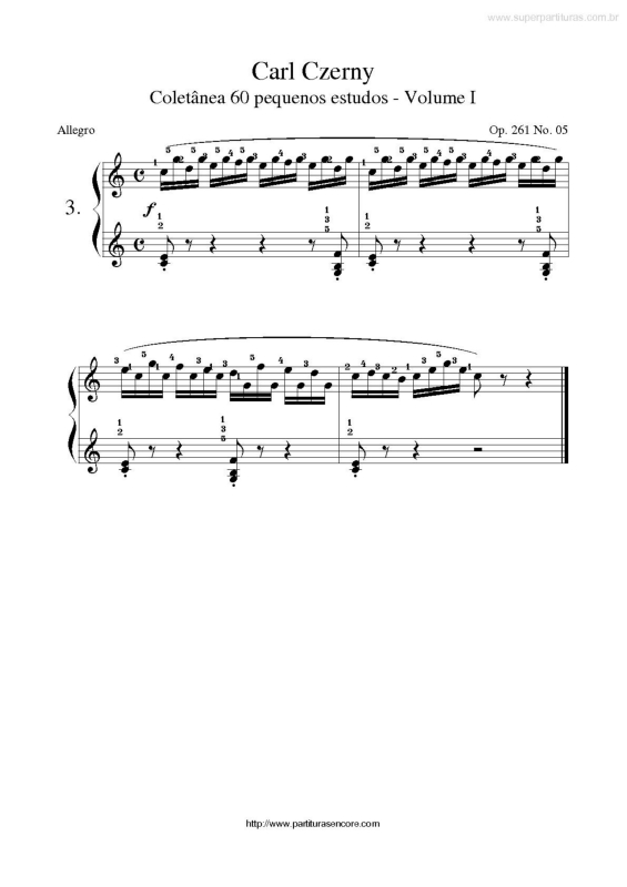 Partitura da música Carl Czerny Vol. 1 Estudo 3