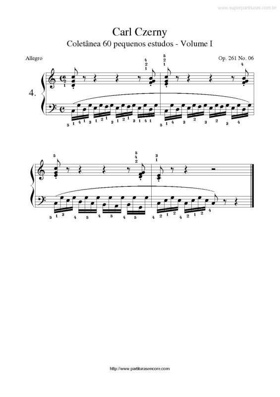 Partitura da música Carl Czerny Vol. 1 Estudo 4
