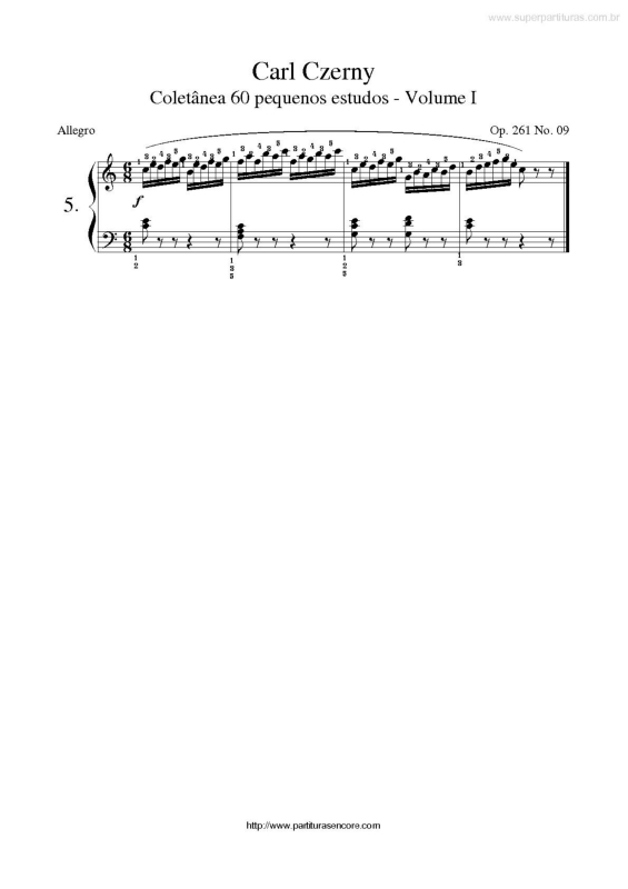 Partitura da música Carl Czerny Vol. 1 Estudo 5
