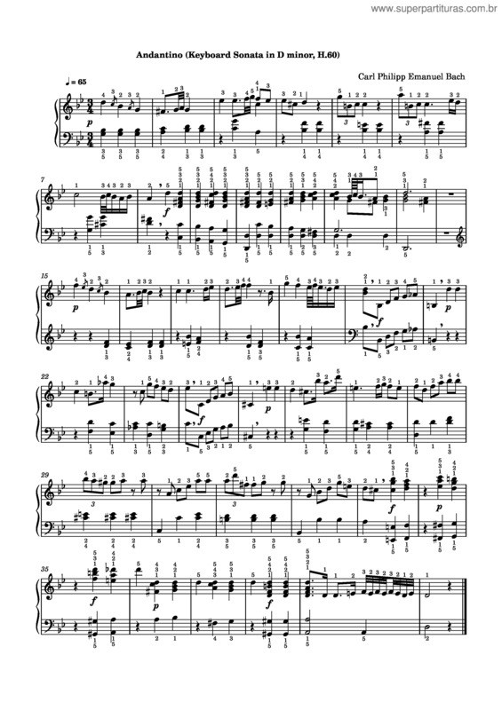 Partitura da música Carl Philipp Emanuel Bach – Andantino