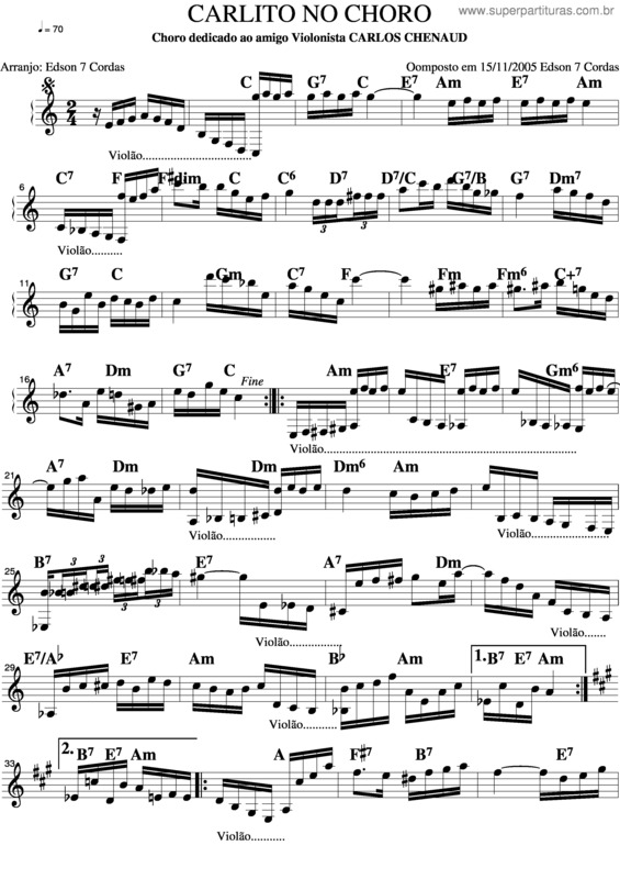 Partitura da música Carlito Chenaud