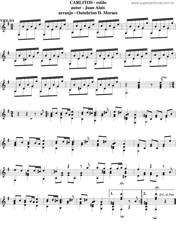 Partitura da música Carlitos v.2